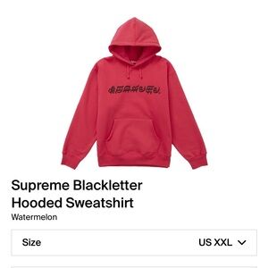Supreme Red Blackletter Hooded Sweatshirt